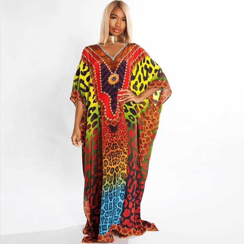 Robe paréo africain avec imprimé coloré