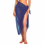 Long Sarong Convertible Couleur Unie Transparente bleu foncé 2